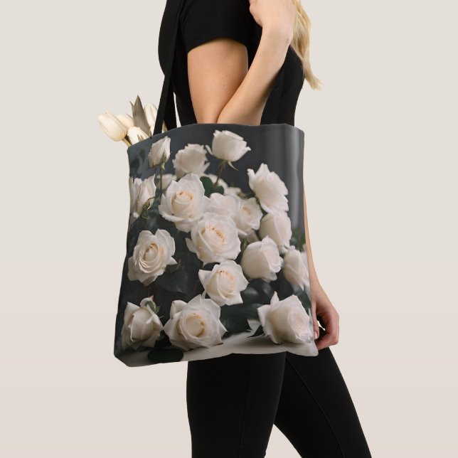 Custom 2-Sided Image Personalized Flower Tote Bag (Close Up)