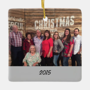 Custom 2-Sided Simple Family Photo Christmas Ceramic Ornament
