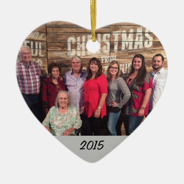 Custom 2-Sided Simple Family Photo Christmas Ceramic Ornament (Front)