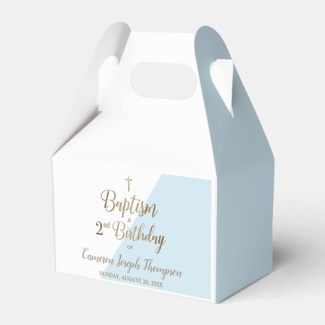 Custom 2nd Birthday baptism Blue baby boy  Favor Box (Front Side)