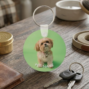 Custom 2Photo With Your Pet Dog 2 Name Picture On Keychain