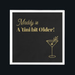 Custom 30th Birthday Martini Napkin Faux Gold<br><div class="desc">Celebrate a special 30th birthday with these elegant and fun custom napkins! Featuring the playful phrase "A 'tini bit Older!" and a stylish gold martini glass illustration, these napkins are perfect for adding a touch of sophistication to any birthday celebration. Made from high-quality materials, they are both practical and decorative,...</div>