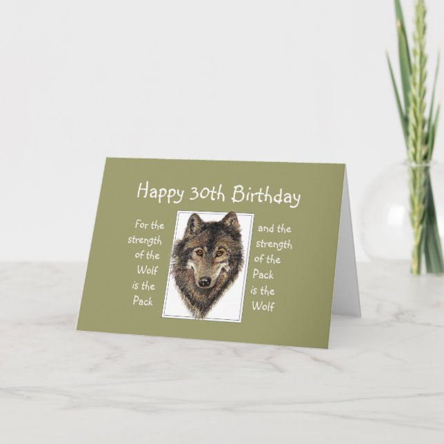 Custom 30th  Birthday Wolf Pack Family Quote Card (Front)