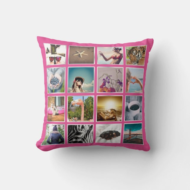 Custom 32 Photo Collage Instagram Pillow (Front)