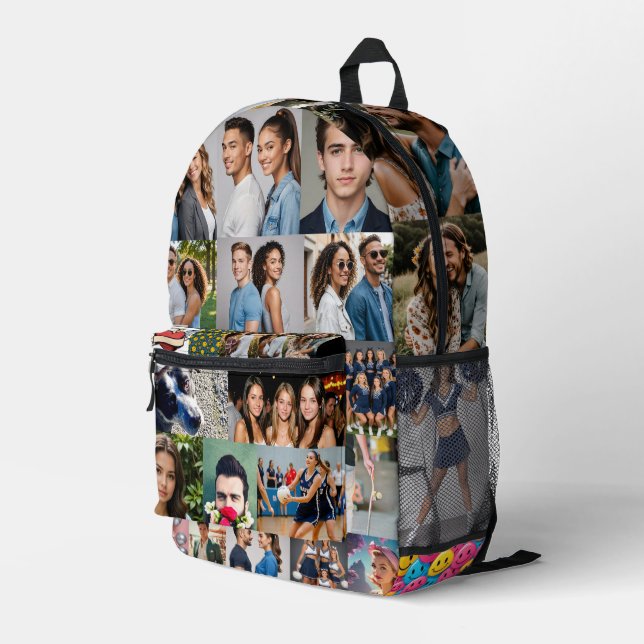 Custom 32 Photo Collage Unique Back to School Gift Printed Backpack (Back Corner Right)