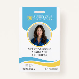 Custom 3 Color School Employee Photo ID Badge