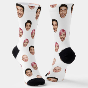 Custom 3 Face Photo – Funny Personalized Gift Socks