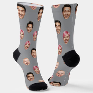 Custom 3 Face Photo – Funny Personalized Gift Socks