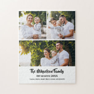 Custom 3 Family Photo Collage Jigsaw Puzzle