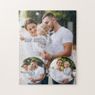 Custom 3 Family Photo Collage  Jigsaw Puzzle