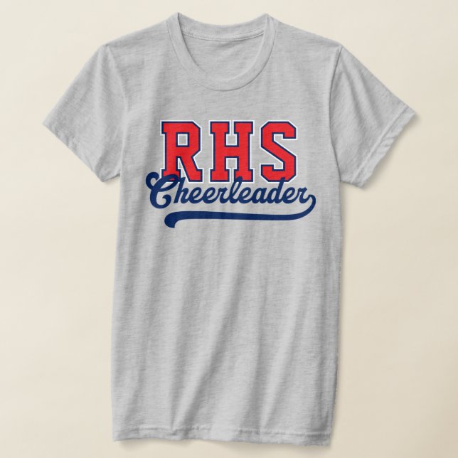 Custom 3 Letter High School Initials Cheerleader T-Shirt (Laydown)