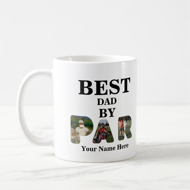 Custom 3 letter shape photo Best dad by par Coffee Mug (Left)