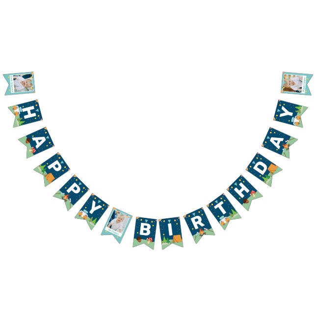 Custom 3 Photo Camping Birthday Camp Out Party Bunting Flags (All)