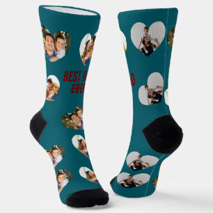 Custom 3 Photo Collage Best Dad Ever Socks