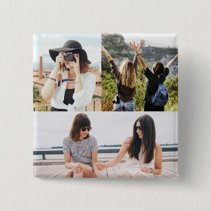 Custom 3 Photo Collage Button