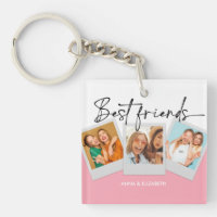 Custom 3 Photo Collage Cute Simple Pink BFF
