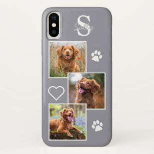 Custom 3 Photo Collage Gray Dog Case-Mate iPhone Case