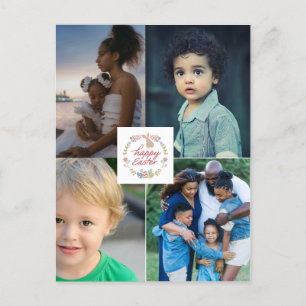 Custom 3 Photo Collage Happy Easter Holiday Postcard