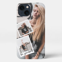 Custom 3 Photo Collage Monogram Name and Quote