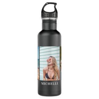 Custom 3 Photo Collage & Name 710 Ml Water Bottle