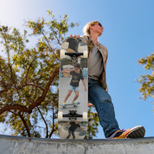 Custom 3-Photo Collage Personalized Kids Action Skateboard