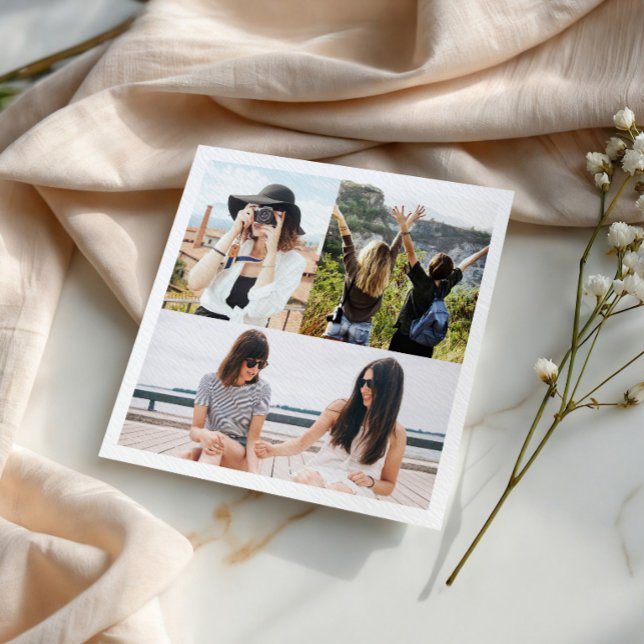 Custom 3 Photo Collage Personalized Paper Napkin (Creator Uploaded)