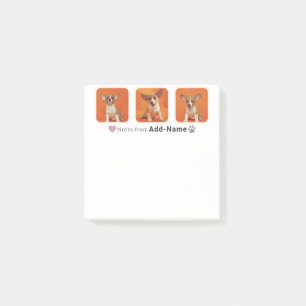 Custom 3 Photo Collage Pet Dog Name Picture On Post-it Notes