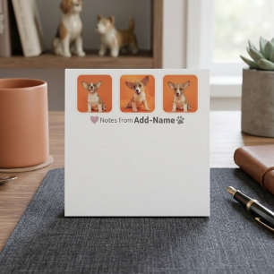 Custom 3 Photo Collage Pet Dog Name Picture On Post-it Notes