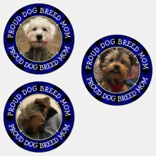 Custom 3 Photo Frame Dog Mom Blue & Black Plaid