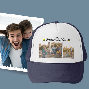 Custom 3 Photo Greatest Dad Ever Father's Day Card Trucker Hat