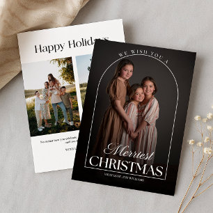 Custom 3 Photo Holiday Card   Modern Christmas