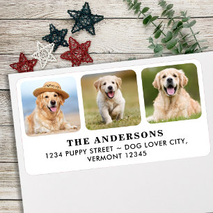 Custom 3 Photo Personalized Return Address  Label