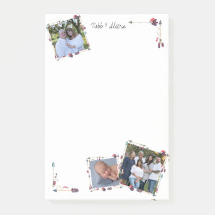 Custom 3 Photos Tribal Arrows Feathers Trendy Post-it Notes