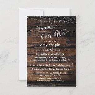 Custom 3 - Rustic Wood Lights Happily Ever After Invitation