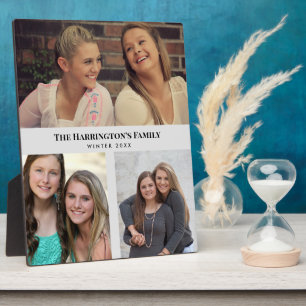 Custom 3 Sections Family Photos Collage Grey Frame