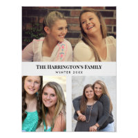 Custom 3 Sections Family Photos Collage Grey Frame