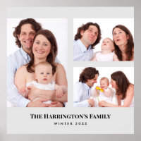 Custom 3 Sections Family Photos Collage Grey Frame