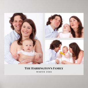 Custom 3 Sections Family Photos Collage Rectangle Poster