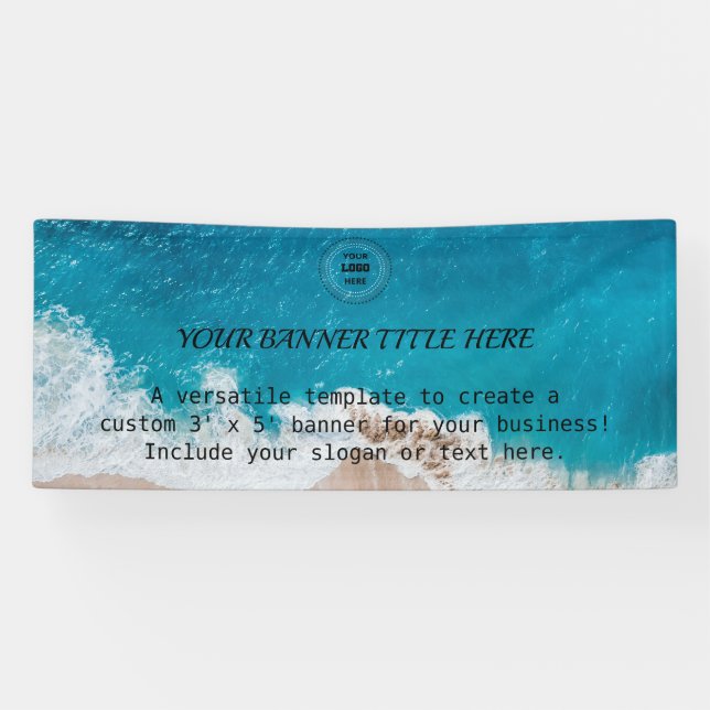 Custom 3' x 5' Ocean Beach Business Banner (Horizontal)