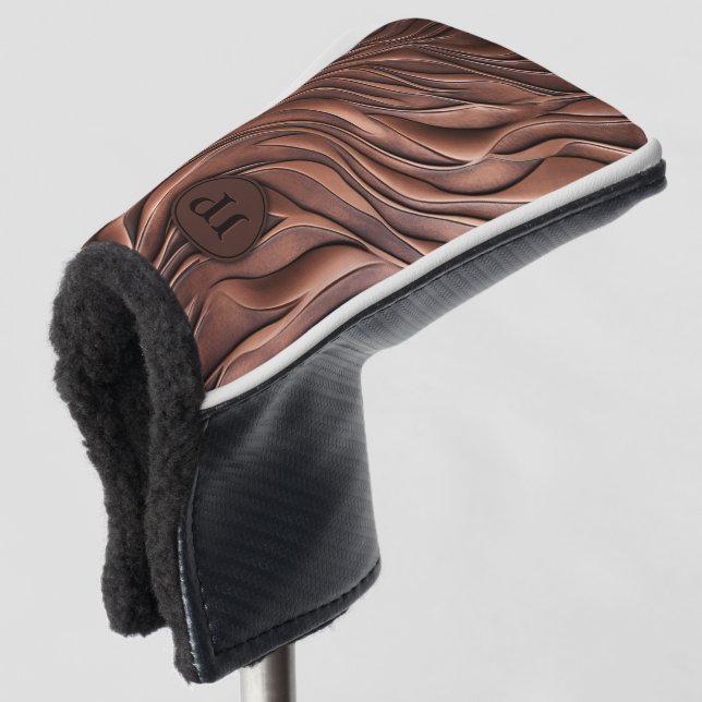 Custom 3D Copper Metalic Molten Wave Golf Head Cover (3/4 Front)