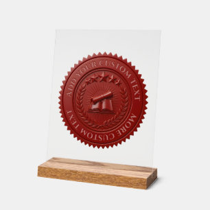 Custom 3D editable Red wax certificate seal Acrylic Sign