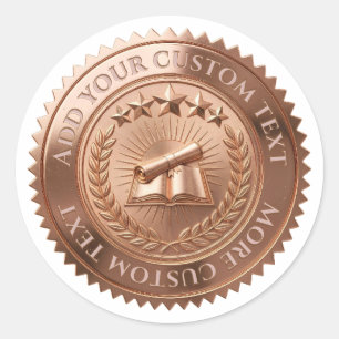 Custom 3D editable Rose Gold foil certificate seal