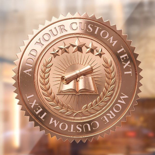 Custom 3D editable Rose Gold foil certificate seal Window Cling (Sheet 2)