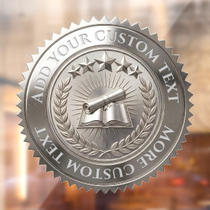 Custom 3D editable Silver foil certificate seal Window Cling