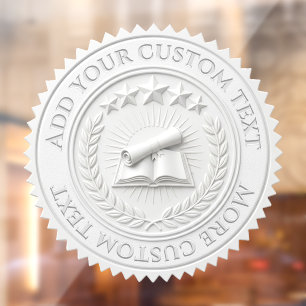 Custom 3D editable White wax foil certificate seal Window Cling