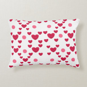 Custom 3D Jelly Hearts & Polka Dots Cute Pattern Accent Pillow