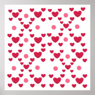 Custom 3D Jelly Hearts & Polka Dots Cute Pattern Poster