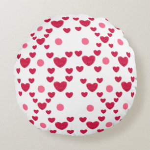 Custom 3D Jelly Hearts & Polka Dots Cute Pattern Round Pillow
