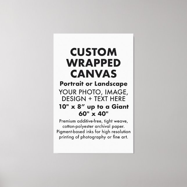 Custom 40" x 60" PREMIUM WRAPPED CANVAS Blank (Front)