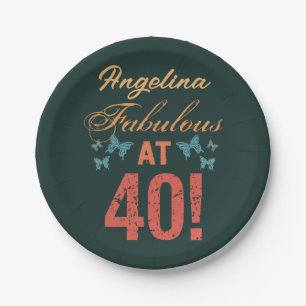 Custom 40th Birthday Fabulous Paper Plate